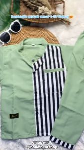 Baju Koko Muslim Anak Laki-laki Motif Salur Umur 1-12 Tahun Varian 4 Warna Terbaru