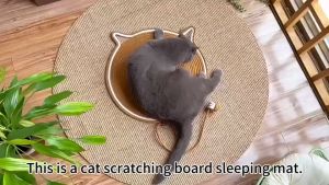Cat Scratch Pad Cotton Cord Woven Cat Scratching Pad Play Sleep Integrated Mat Wear-Resistant Cat Tree for All Seasons Universal Cat Nest Natural Cotton Rope Cat Scratch Pad Cozy Dog Scratching Mat Furniture Protector with Toy Tail