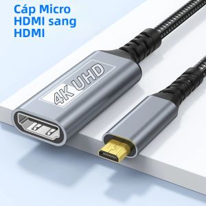 Cáp Chuyển Đổi HDMI Tốc Độ Cao 4K/60Hz Đầu Đực Sang Đầu Cái Hỗ Trợ HD 3D Dài 20cm Dùng Cho PS4 XBOX Camera GoPro Đầu Chuyển HDMI Micro/Mini