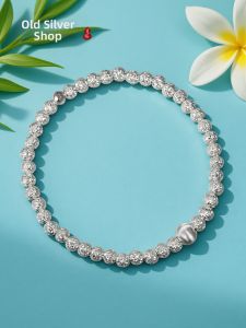WU YUE JEWELRY | Sterling Silver 999 Frosty Beads Bracelet