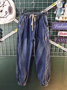 กางเกงยีนส์ทรงหลวมสไตล์อเมริกันสำหรับผู้ชาย ทรงหลวมสบาย ๆ สไตล์ย้อนยุค กางเกงขายาวทรงหลวมสบาย ๆ สไตล์ฮาราจูกุ