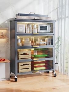 เทา/ขาว ตู้เก็บของ ตู้กับข้าว ตู้เก็บของในครัว ตู้เก็บจานชาม มีฝาปิดกันฝุ่นกันหนู ตู้เก็บของในครัว เก็บหม้อ ไม่เป็นสนิม โครงเหล็ก