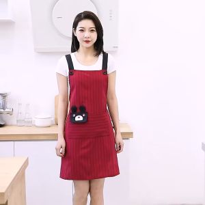 Hang Neck Apron Cotton bib apron household kitchen Cafe Restaurant waterproof and oil-proof apron Cute cartoon Apron
