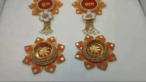 Traditional Handcrafted Shubh Labh Wall Stickers & Hanging Decor | Elegant Tealight Candle Holder | Perfect Diwali Gift & Pooja Decor | Festive Wall Decoration (Pack of 4 pcs)