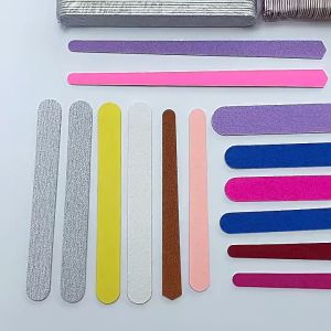 10PCS Double Sided Nail File Sisi Amplas Abu-abu 100/180 Half Moon Kikir Kuku Setengah Lingkaran Nail File Grid Kikir Asah Kuku Nail Manicure