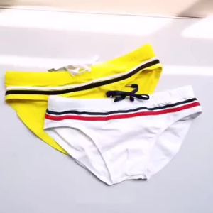 Quần Bơi Nam Cạp Thấp Gợi Cảm Quần Short Đi Biển Sọc Phối Màu Chất Liệu Polyester Pha Elastane Đồ Bơi Mùa Hè