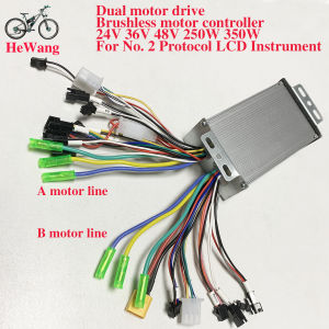 24V 36V 48V 250W 350W 18A Dual Motor Drive E-bike Controller 12Mosfet Brushless Motor Controller for No.2 Protocol meter Scooter