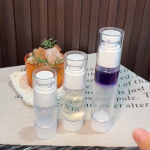 2pcs Airless Vacuum Pump Bottles Travel Toiletry Bottles Refillable Cosmetic Containers Pump Bottle Dispenser Travel Containers for Foundation Lotions Shampoo Lotion Cream