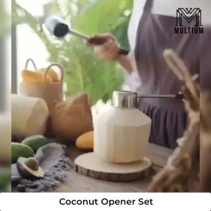 430 Coconut Opener Kit - 3Pcs | Coconut Scraper| Stainless Steel Coconut Opener| Manual Coconut Opener| Coconut shell opener | Coconut opener black| Multi-purpose Coconut Opener| Coconut| Digging Coconut Shreds Meat Taker l Opener Punch Tool Gadget