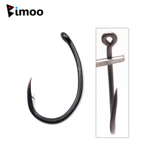 Bimoo 20pcs Coating Carp Hooks Yn High Carbon Steel Matt Black with Barb Size 2 4 6 8 10 Europe Offset Carp Fishing Hook