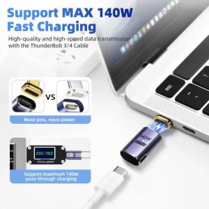 NNBILI 140W USB4.0 40Gbps Thunderbolt3 Bộ Chuyển Đổi Từ Tính Type-C OTG Bộ Chuyển Đổi USB-C Sang USB-C Sạc Nhanh Có Hỗ Trợ 8K 60Hz