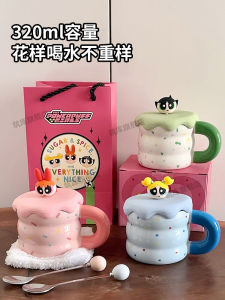 Cute Cartoon Ceramic Mug Office Coffee Cup with Lid Gift Box Student Children Water Cup Flying Girl Police Little Girl Cup