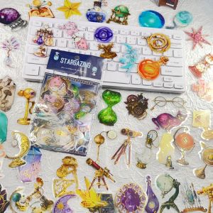 50/100PCS Cartoon Hot Stamping Magic Star Watching Stickers Waterproof Transparent PET Decorative Notebook Stationery