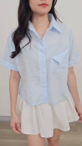 ORECCA - Alea Atasan Kemeja Kantong Lengan Pendek Wanita