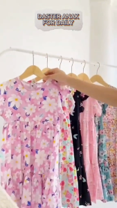 PROMO PAKET 3 PCS DASTER RAYON ANAK PEREMPUAN USIA 4-10 TAHUN DRESS RUFFLE ANAK PEREMPUAN DRESS ANAK