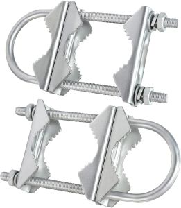 Double Antenna Mast Clamp V Jaw Block with U Bolts Heavy Duty Mast to Mast Mount Bracket Kit for Outdoor Antenna 2 sets