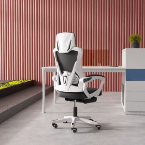 GZI เก้าอี้คอมพิวเตอร์ เก้าอี้สำนักงาน ออกแบบตามหลักสรีรศาสตร์ พนักพิงเอนได้มุมกว้าง หมอนรองเอวแบบปรับได้ เบาะฟองน้ำยืดหยุ่น รองรับน้ำหนักได้มั่นคง