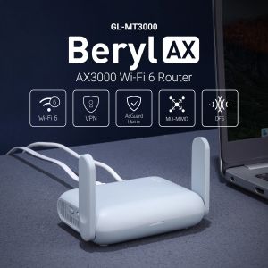 Gl.Inet | GL.iNet Beryl AX MT3000 Pocket-Sized Wi-Fi 6 Wireless Travel Gigabit RouterCybersecurity Tethering RV Parental Control