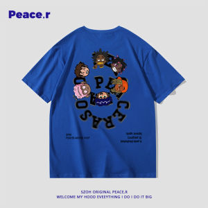 Heavyweight 270g Pure Cotton Short Sleeve T-Shirt Mens Summer Hip Hop Loose Top INS Fashion Brand Printed round Neck Tee