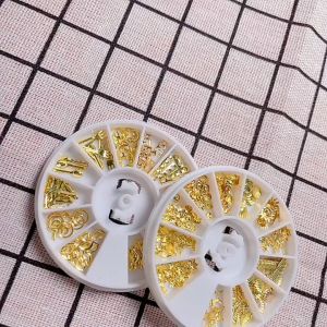 Manik-Manik Rantai Metal Hollow Warna Emas untuk Nail Art 3D DIY