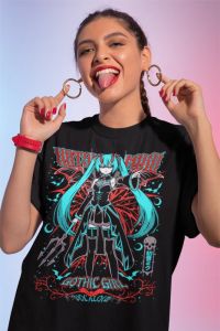Bandai | 2026 Hot Sale Fashion Funny Hatsune Miku Pattern Design 3D Printing Summer Sports Street Leisure T-shirt Y2K Style Big T-shirt