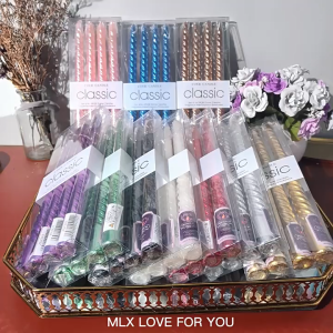 Eyre 4pcs/set Tempat lilin berulir berwarna batang panjang gaya Eropa untuk digunakan di rumah dekorasi makan malam romantis lilin ulang tahun pernikahan long rod colorful dinner decoration wedding birthday candles