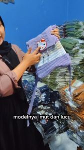 Tas Rajut Anak Perempuan Karakter Hellokity Lucu Omtedcollection Bahan Tebal