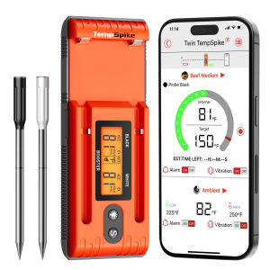 ThermoPro 500FT Bluetooth Meat ThermometerFood Thermometer with LCD Signal Booster & Dual Color-Coded Probes for BBQ Oven