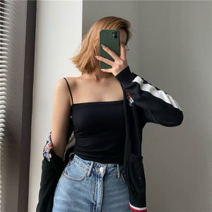 Ladies Thin Ice Silk Traceless Vest French Back Camisole Integrated Fixed Cup Inside Match Outside Wear Spice Wrap Chest