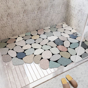 Bathroom Anti-Slip Mat Shower Bathroom Bathing Hollow out Full Lay Foot Pad Toilet Water Proof Cuttable Silk Circle Floor Mat