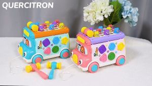 Baby Stacking Toys Multifunctional Bus Hammer Toys Early Learning Educational Montessori Toys for kids girl