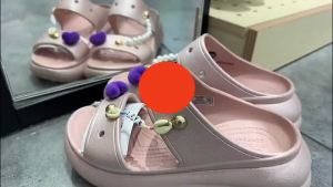 Cross Crush Shimmer Sandal Giày đi biển Giày đế bệt nữ #2086026