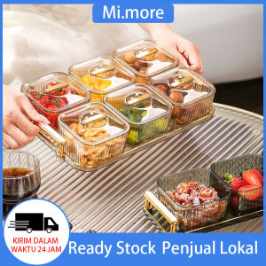 Mi.more Toples Set 3/4/6 Set Penyimpanan Makanan Saji Dengan Nampan Kotak Cemilan Toples Snack Tray Kue Storage Jar With Plastic Tray Candy Mewah Gold