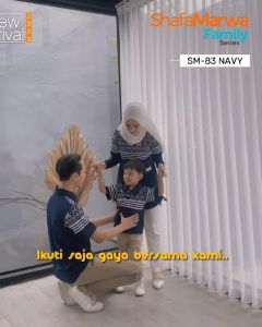 Baju Sarimbit Terbaru Keluarga Family TUNIK / GAMIS Couple Kapel Suami Istri Anak Atasan Muslim Bahan Cotton Combed 24s Shafamarwa MODEL 83 NAVY