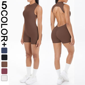 Nữ Không Tay Hở Lưng Rỗng Tập Yoga Jumpsuit Màu Trơn Body Nâng Thể Thao Đẩy Lên Tập Luyện Đan Bộ Yoga