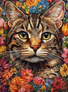 BILIBILI | Oil Painting By Numbers Kits Cat and Flower Pattern Number Drawing Canvas DIY Pictures By Numbers Home Decor