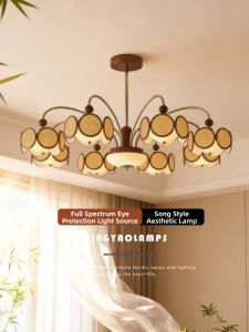 QINGYAO | Chinese Aesthetic Round Cloth Pendant Light