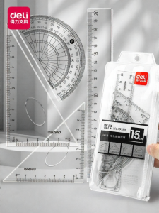 deli | Bộ Thước Acrylic Trong Suốt Đa Năng Cho Chuẩn Bị Kỳ Thi Cuối Kì