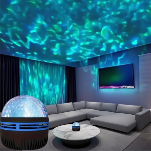 Starry Sky Galaxy Ocean Wave Projector Light USB 7Modes LED Night Lamp Auto Rotate Perfect for Home Room Party Bar Ceiling Decor