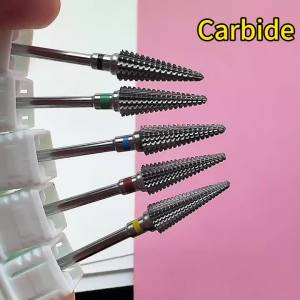 New  5-in-1 Long Carbide Professional Tungsten Steel Nail Drill Bit Gradient Teeth Design for Pre-treatment and Removal