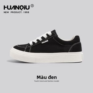 HuanQiu | Giày Sneaker Vải Bố Nữ Phong Cách Casual Màu Rượu Vang