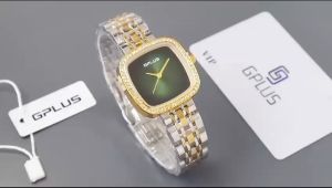 Box Exclusive Jam Tangan GPlus Kotak Ring Permata VA-536SPR / Jam Tangan Fashion Wanita Tali Rantai Diameter 32 cm
