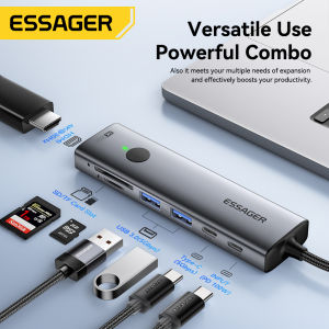 Essager 7-in-1 trung tâm USB3.0 5gbps Loại C trung tâm 4K 30Hz HDMI chiếu pd100w sạc nhanh SD/TF 3.0 hai thẻ đọc một cú nhấp chuột dập tắt màn hình bảo vệ sự riêng tư cho iphone16 15 Macbook USB C Splitter Tương thích với Mac OS IOS Windows Linux hệ thống