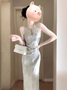 CHANGTONG | Elegant Retro Style Sheath Long Dress 2026 Summer