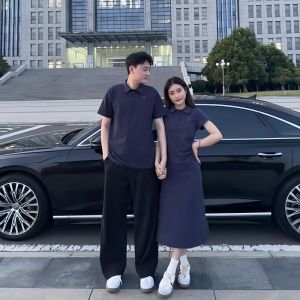 XILANDUO | Couple Style Summer New Dress Polo Collar Embroidered Tailored Design