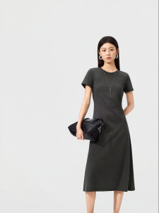 Purcotton | Cool Feel Womens Knit Cotton Summer Dress Grey