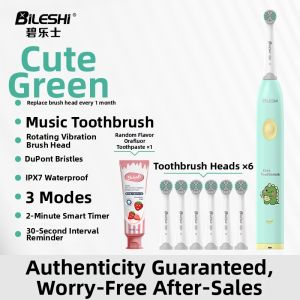 BILESHI | Music Playing Reciprocating Rotating Childrens Electric Toothbrush 3-12 Years Soft Bristles
