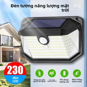Đèn Năng Lượng Mặt Trời LED 230 Bóng Cảm Biến Chuyển Động Ngoài Trời Chống Nước IP65 Đèn Gắn Tường 3 Mặt Với 3 Chế Độ Dùng Trang Trí Hiên Nhà Sân Vườn
