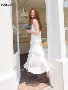 3COLOUR·S | French Style V-Neck Sleeveless A-Line Chiffon Maxi Dress