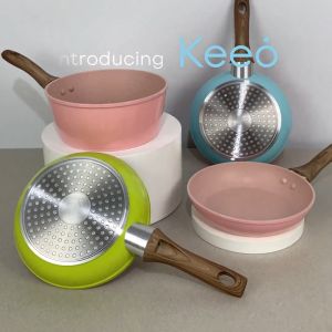 Keeo 16 cm Wajan Penggorengan Anti Lengket Marble Granit (Frypan) Biru